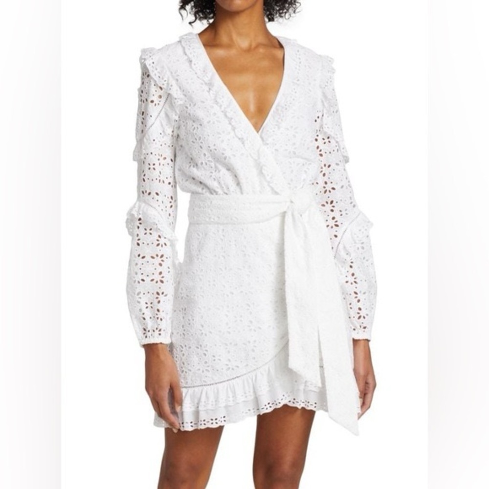 Veronica Beard White Lace Long Sleeve Dress